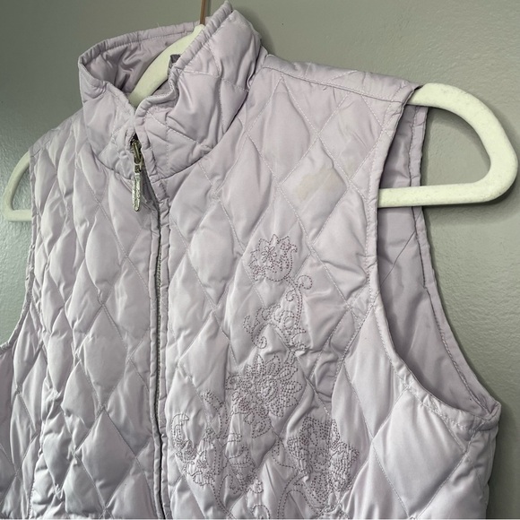 [xs] Eddie Bauer Goose Down Embroidered Lavender Purple Spring Puffer Vest - Picture 4 of 13